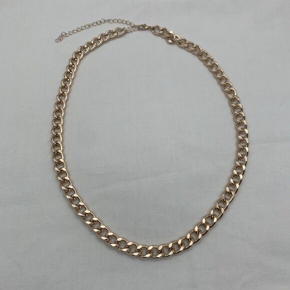 Gold Tone Curb Chain Link Necklace 19” with 4" Extender Heavy 55gm Mens Womens - Picture 2 of 6